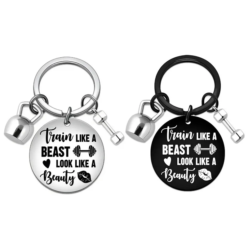 Stainless Steel Keychain Gifts for Gym Lovers Workout Accessories Keyring DIY Jewelry Gift