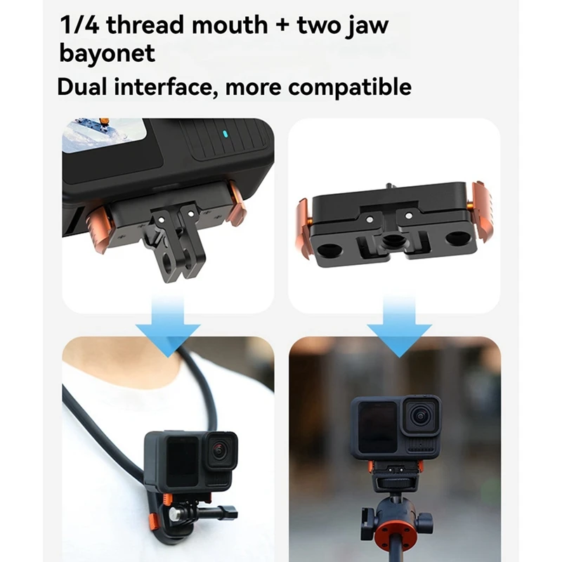 Quick Release Mount For Gopro 13 Magnetic Mount With 1/4" Screw Dual-Claws Interface Conversion Adapter Accessories