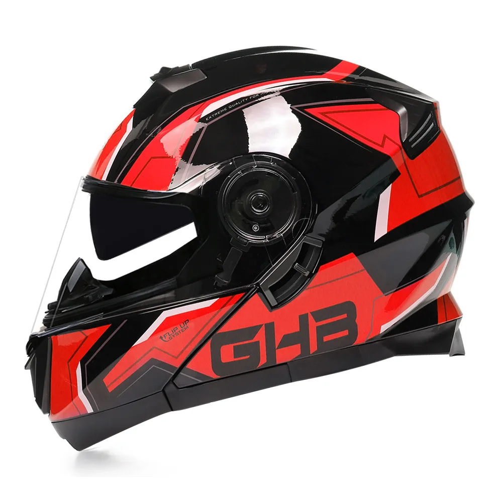 

GHB Personalised Motorcycle Full Face Modular Flip Up Casco Helmet Men Women Dual Len Kask Capacete Motocross Racing Moto Casque