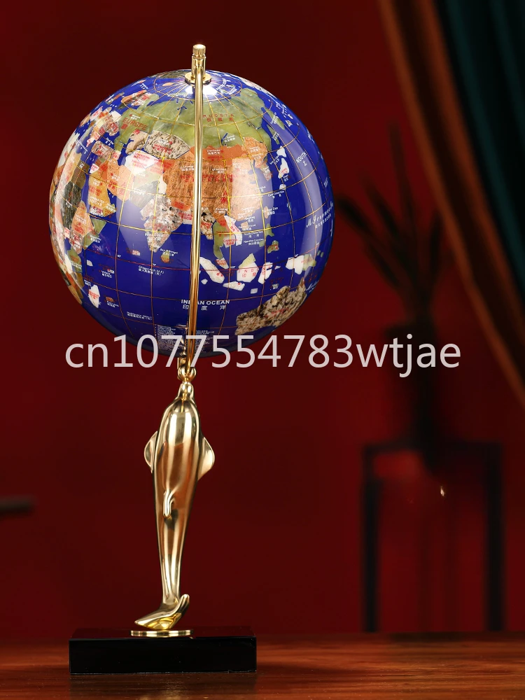 All copper globe ornaments, office and study decorations, creative gifts,English and Chinese annotations