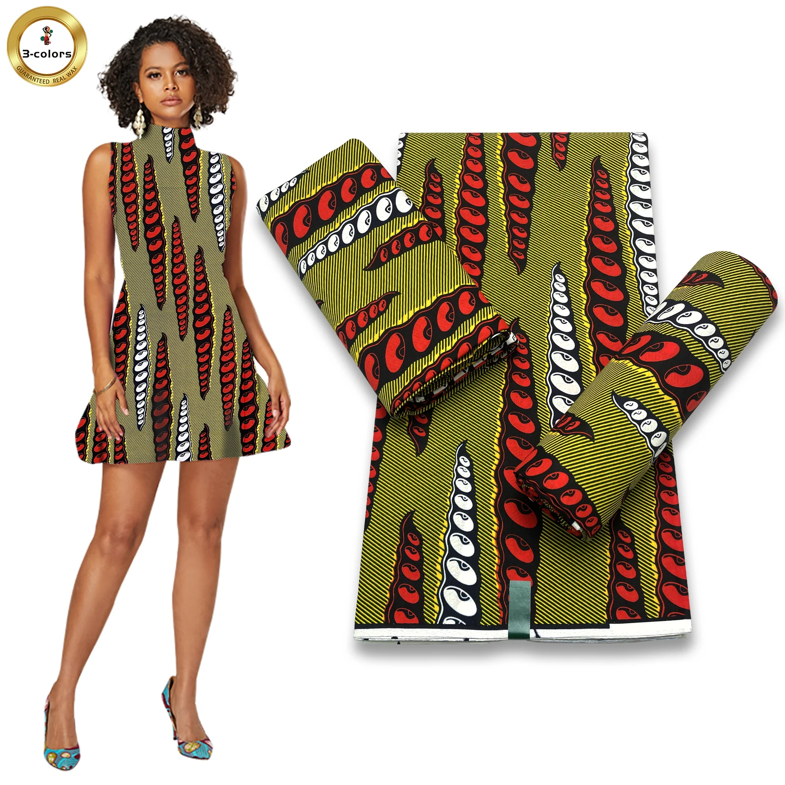 Guaranteed Veritable African Real Wax Fabric 100% Cotton Ankara Prints Wax Wholesale Prices Nigerian Style Tissu Pagnes