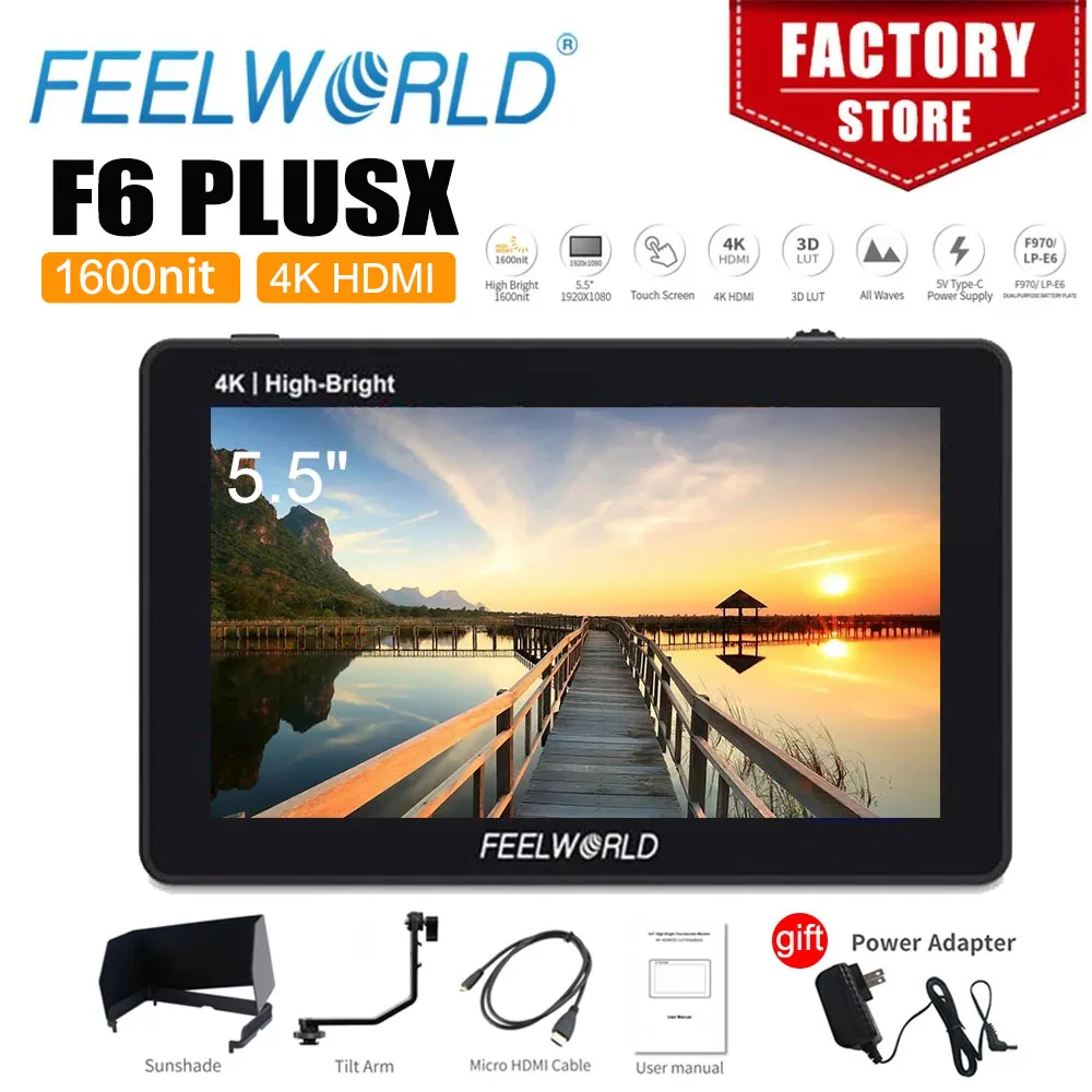

Монитор для камеры FEELWORLD F6 PLUSX, 5,5 дюйма, 4K, HDMI