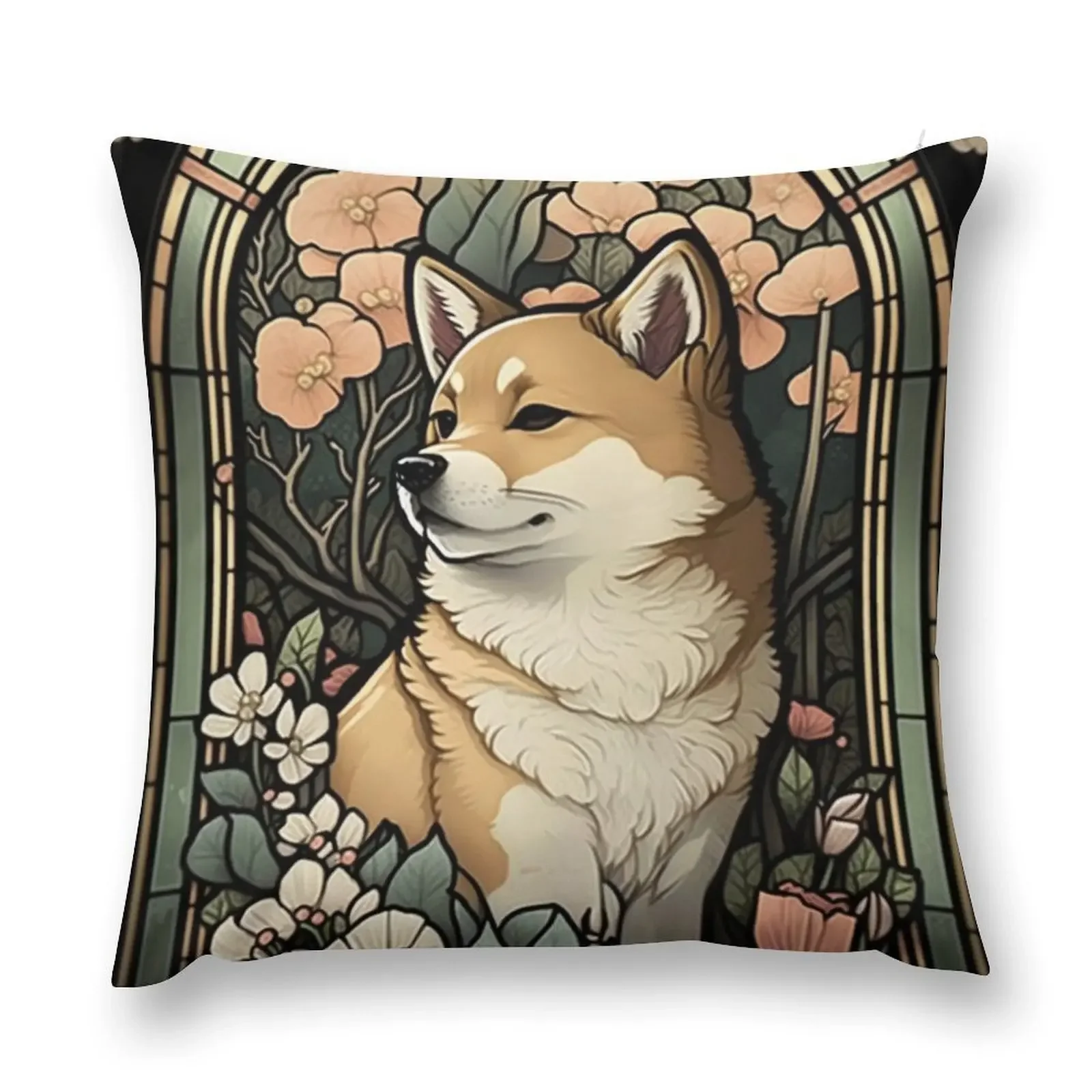 Shiba Inu Japanese Dog - Art Nouveau Style Throw Pillow Sofa Cushion Cover Decorative Cushion pillow