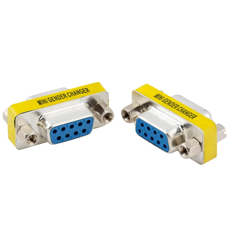 1PCS DB9 9Pin Female To Female/Male to Male Gender Changer VGA plug connector Adapter D-Sub RS232 Serial Plug