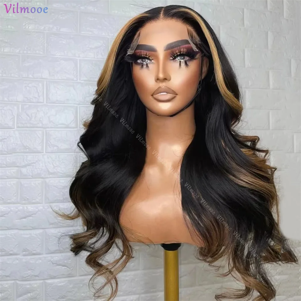 Blonde Brown Highlight Human Hair Ombre Brown Lace Closure Wig Brazilian Hair Wigs For Women Body Wave Silk Base Lace Front Wigs