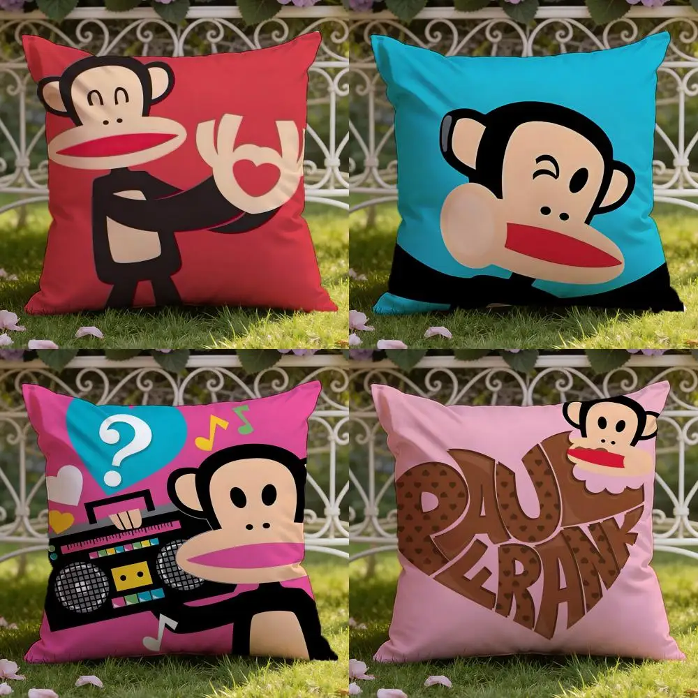 Capa de almofada de desenho animado P-Paul Frank Monkey para casa e carro com cena dupla: reversível para conforto premium
