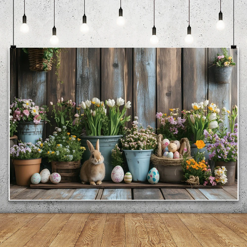 ربيع عيد الفصح التصوير خلفية لوحة خشبية جدار الزهور باو كاي الجزر الأرانب البيض طفل فتاة عيد الفصح خلفية الصورة