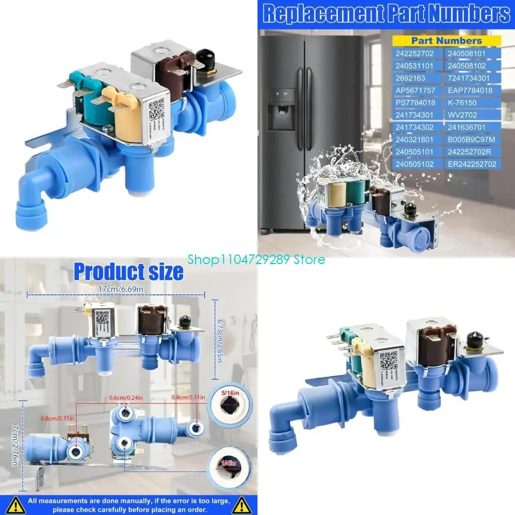 

D8KE Universal Long Lasting Triple Solenoid Water Valves for Efficient Water Enhanced Refrigerator Efficiency Longevity
