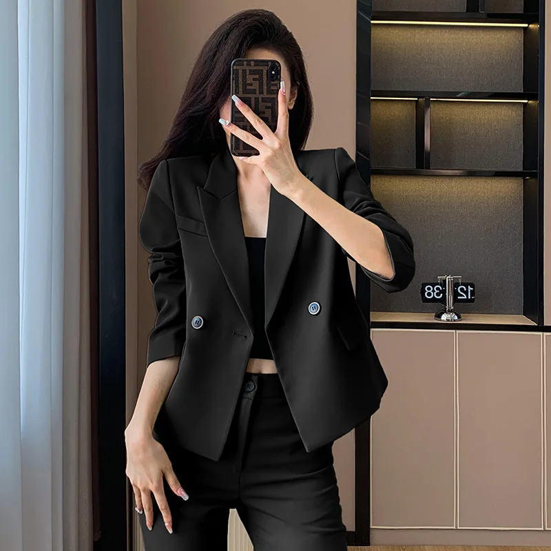 White Suit Set for Women Spring and Autumn2023New Style Elegant Professional High-end Plus Size Short Casual Blazer Jacket