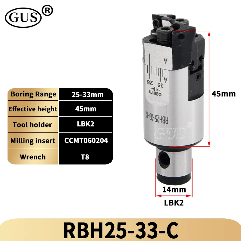 RBH Adjustable Double Edged Rough Boring Head RBH19-25 RBH25-33 RBH32-42 RBH40-55 RBH52-70 Boring Tools Bore CKB LBK1 2 3 4 5 6