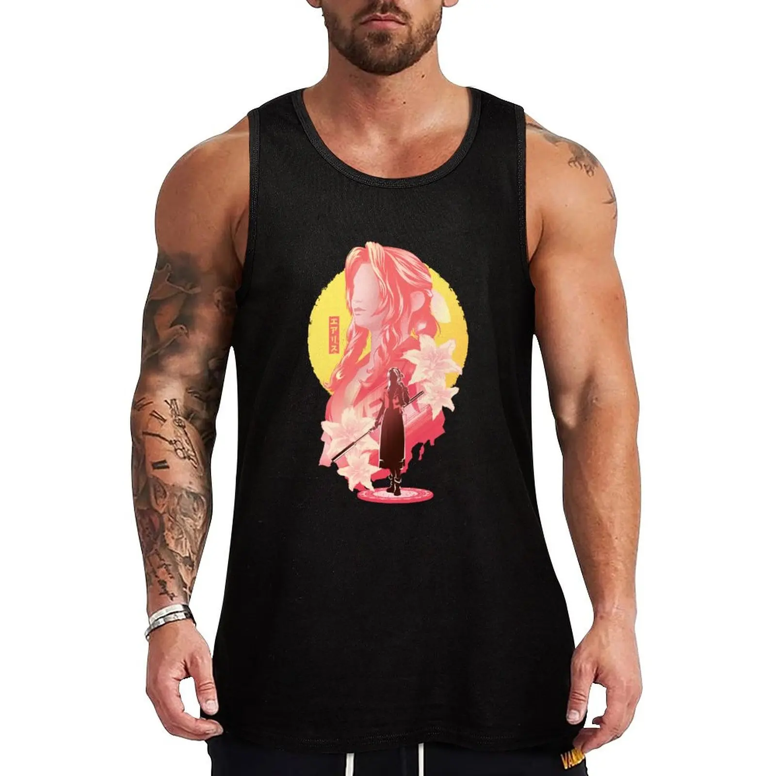 

The Flower Girl Aerith v2 Tank Top clothing men anime gym Men's gym t-shirt