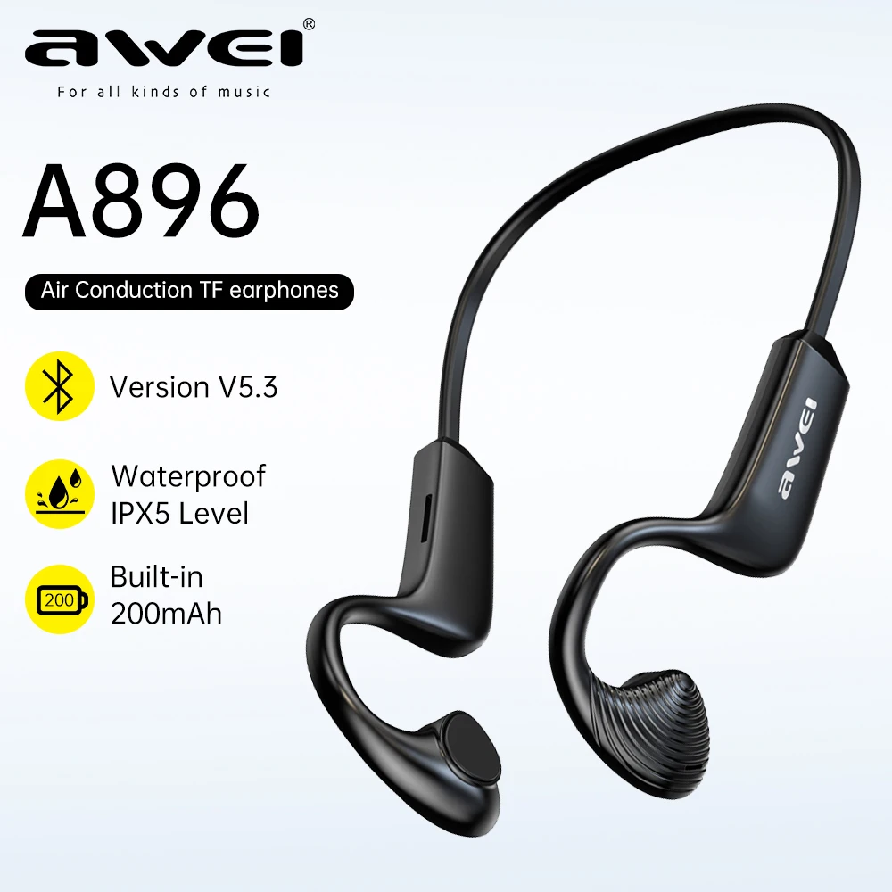 

Awei A896BL Air Conduction Sports Headphones V5.3 Wireless Bluetooth Earphones Headset For IOS Android Earbuds Support TF Card
