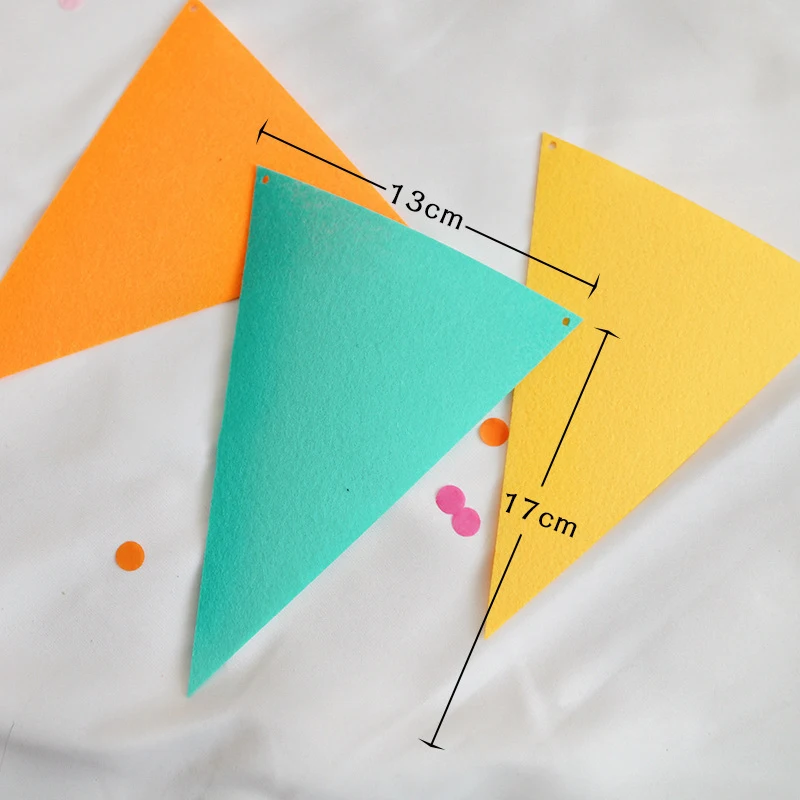 13×17cm Felt Birthday Party Triangle Flag Children\'s Birthday Party Wedding Festival Celebration Baby Shower Decor Felt Flags