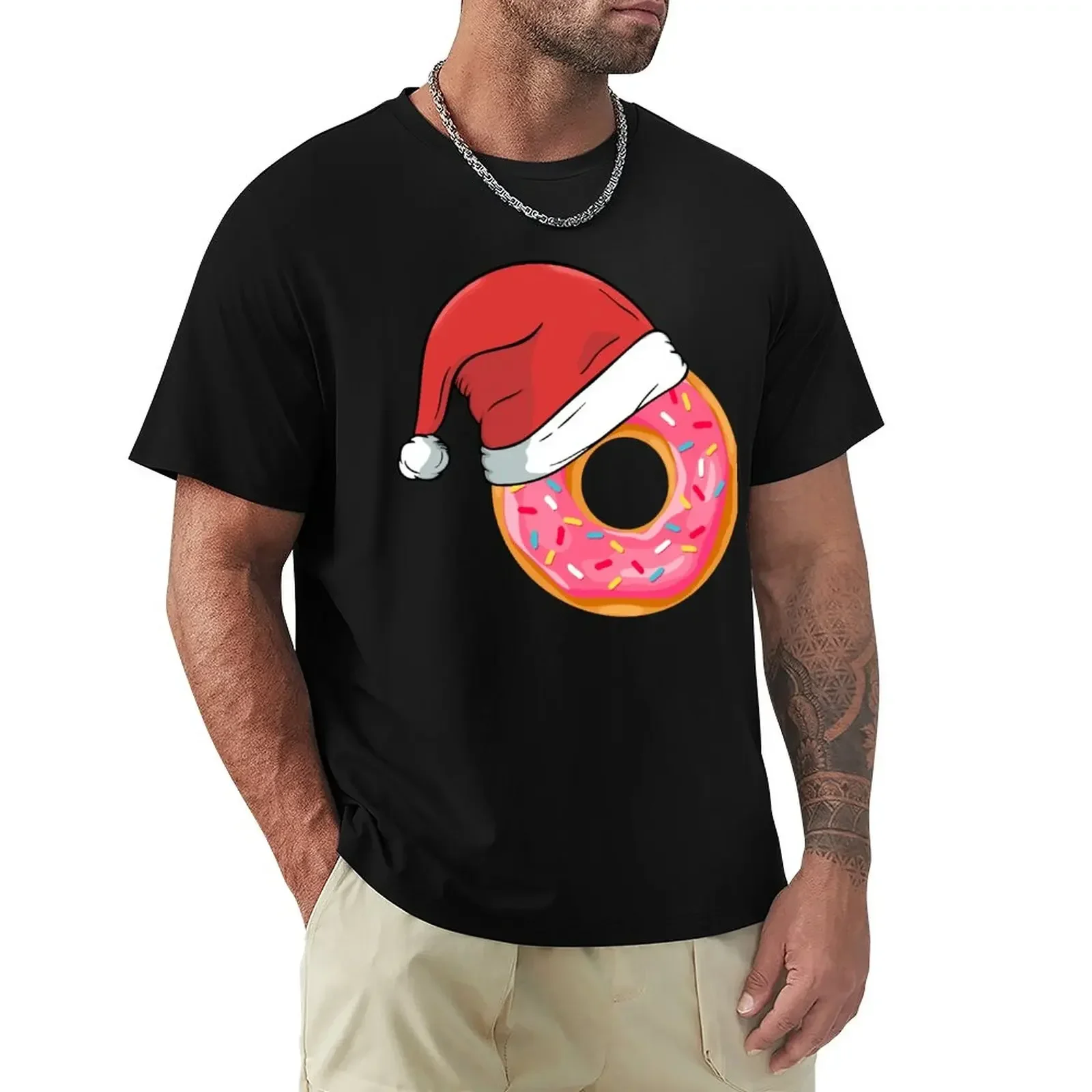 Funny Donuts Santa Claus Christmas Xmas Holiday T-shirts Tee Gift T-Shirt customizeds blacks fitted t shirts for men