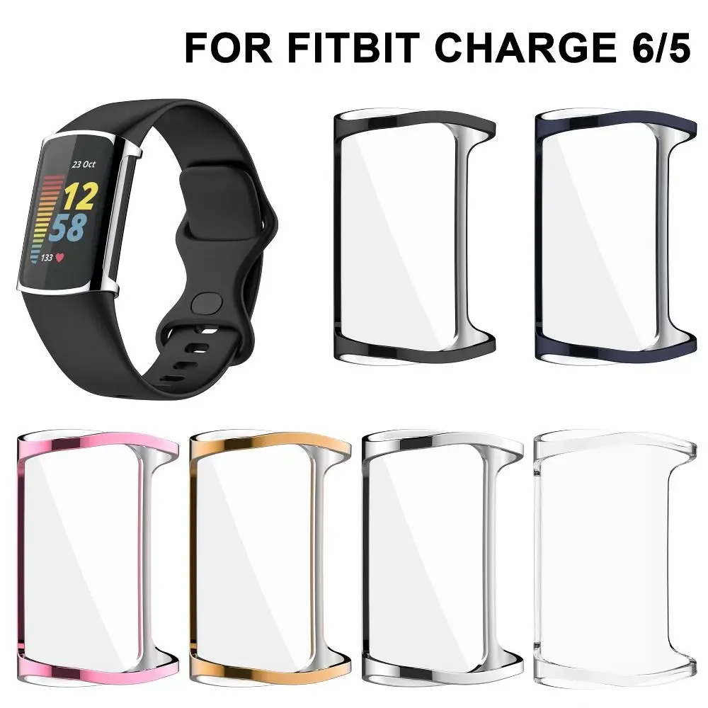 New Full Cover TPU Case Smart Bumper Screen Protector Watchband Accessories Protective Shell for Fitbit Charge 6/5