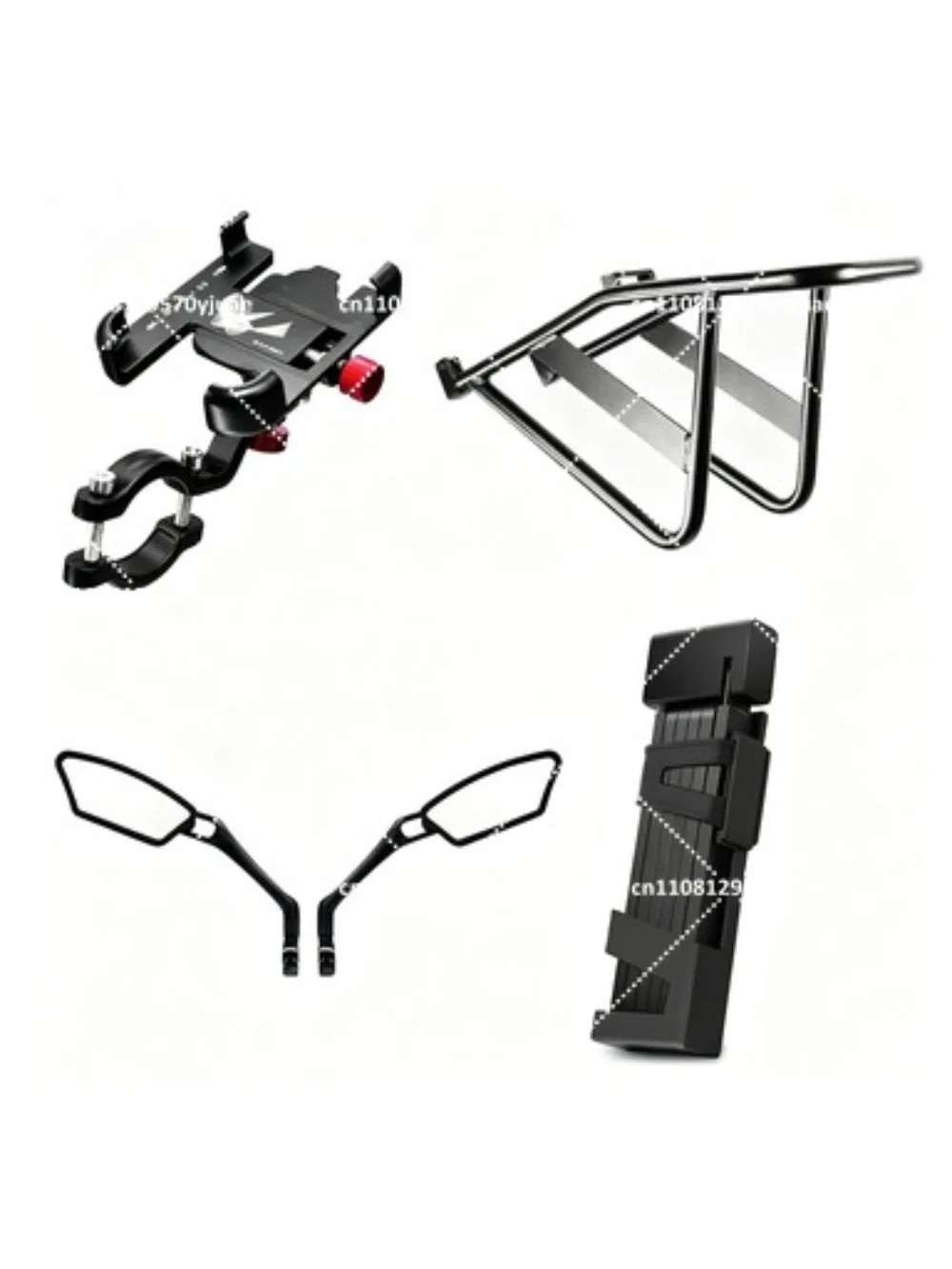 Mobile Phone Holder for Electric Bicycle, Rear Rack Compatible with M20, Bike Lock, Rearview Mirror