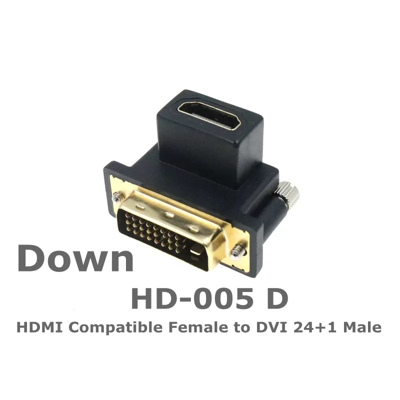 HDMI-compatible female to Bidirectional DVI D 24+5/24+1 male UP Down elbow Cable Connector Converter for Projector HDMI to DVI