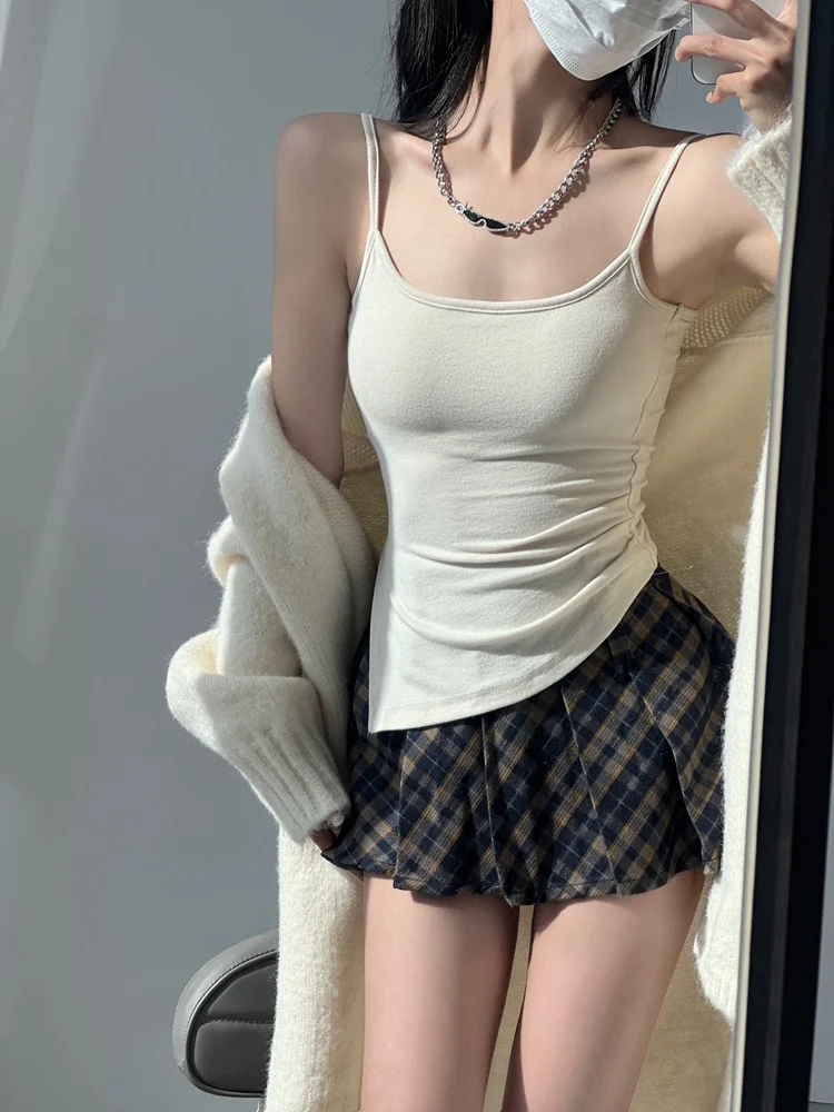 

Pure Desire Ceiling Expansion Women's Tank Top Bra Lined Fce Trim Split Strap Vest Outerwear ort Length Color