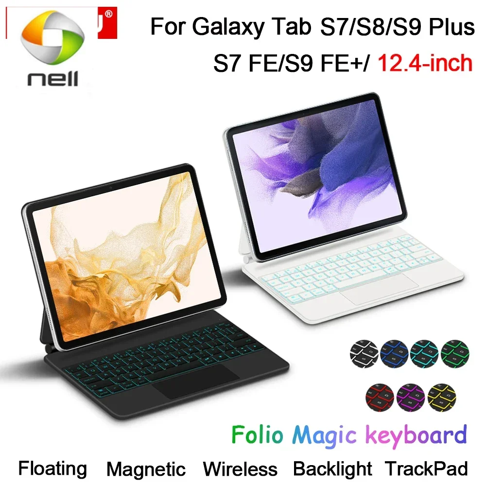 Magic Keyboard For Samsung Galaxy Tab S7 S8 S9 Plus FE 12.4 TrackPad keyboard Protective Cover For Tab S9 FE+ S7+ S8+ S9+ 12.4