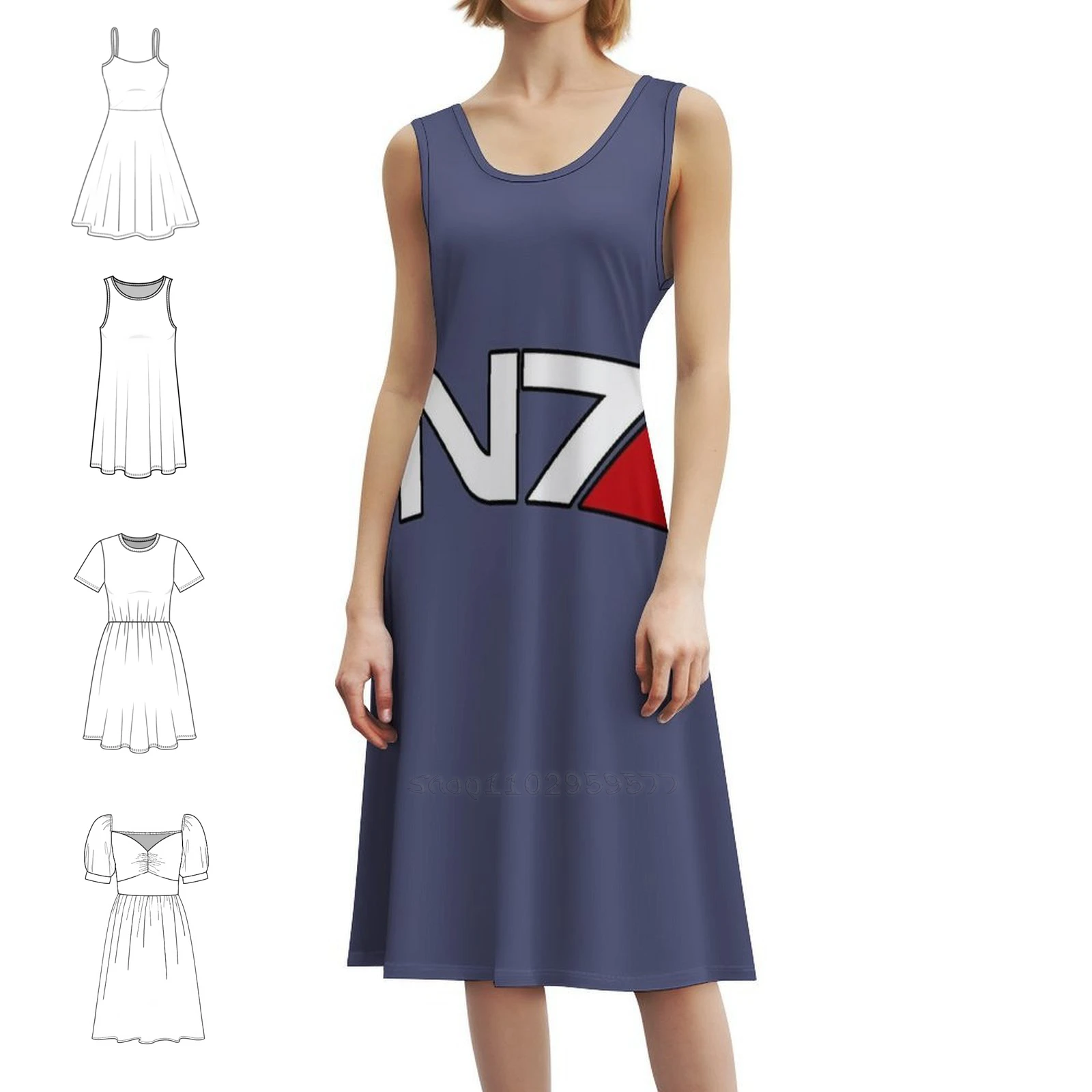 N7 شعار الأزهار سموك فستان للنساء الربيع الصيف فستان كاجوال للحزب كتلة تأثير قائد الراعي شيبرد مساء اللباس #1