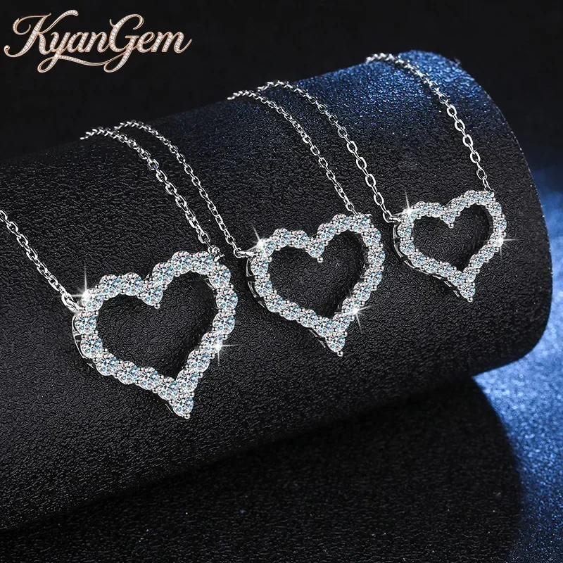 KyanGem 18K Gold Set With Diamonds Family Style Collarbone Chain, 18K Platinum Love Pendant Moissanite Necklace Gift