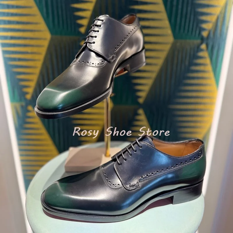 

Men's Black Matte Leather Business Shoes Concise Small Square Toe Lace Up Handmade Leather Shoes Elite Office Business Suit Shoe