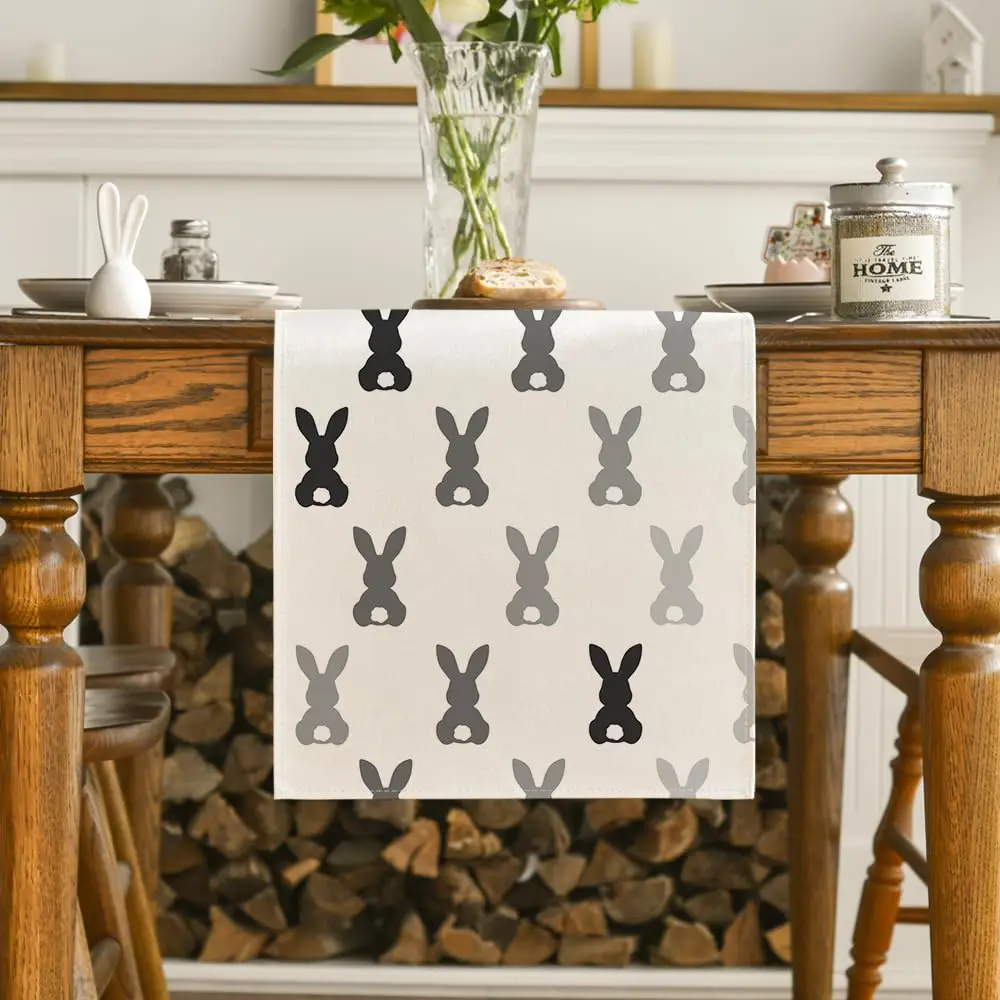 Bunny Rabbit Easter Table Runner, Kitchen Dining Table Decoration, Home Party Decor, Spring