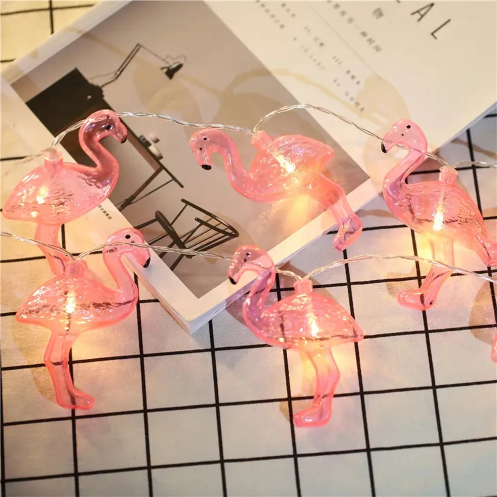 

LED Pink Christmas xmas String Fairy Wedding Light Flamingo String Fairy Lights Chain Decor Battery Powered Home Lighting