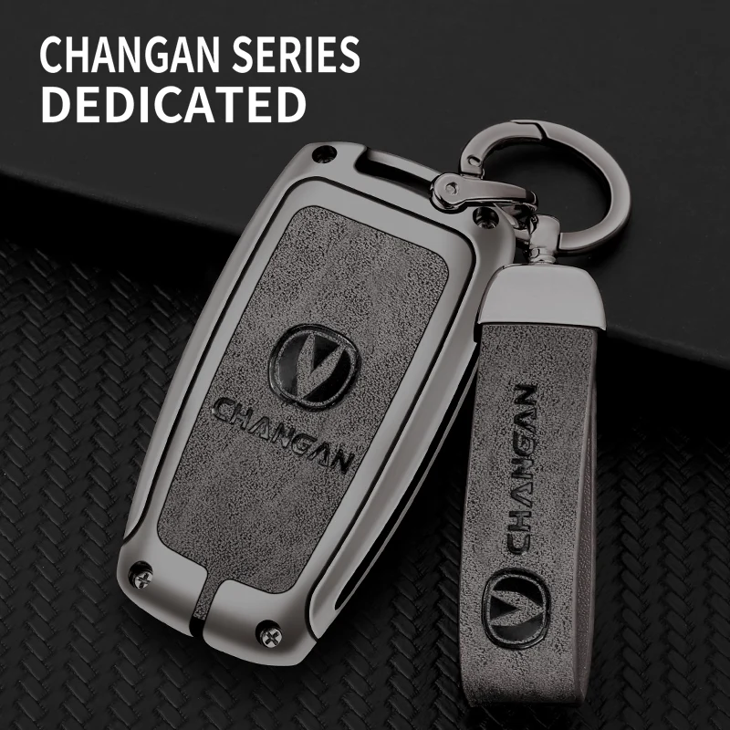 Zinc Alloy Car Key Cover for Changan Ruicheng CC, Eado, CS75 CS55 CS35, Oshan X7 X5, Full Protection Key Case with Keychain