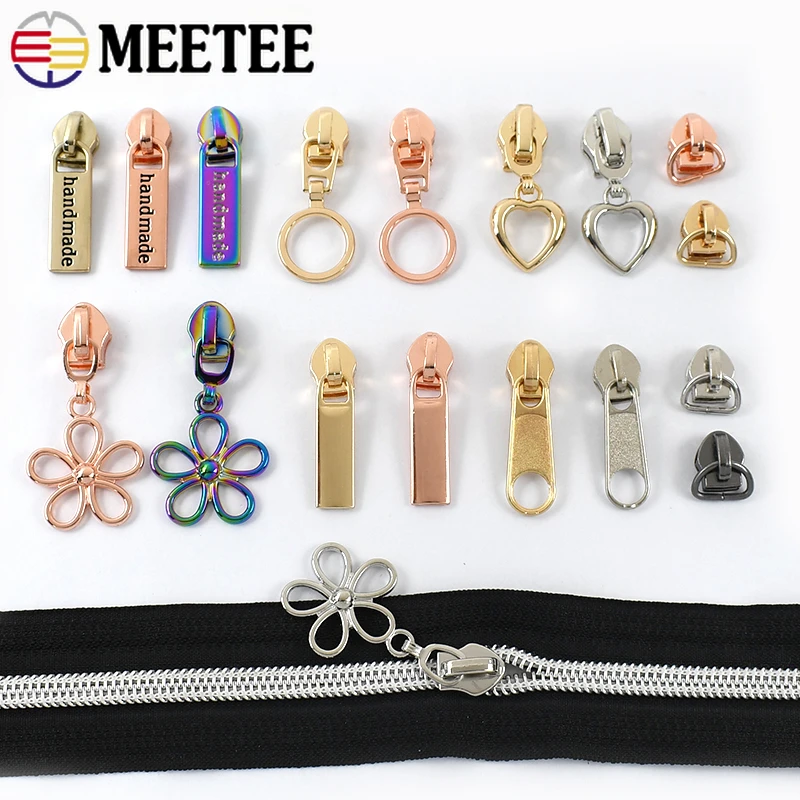 Meetee-ナイロンジッパープーラー、スライダークロージャー、衣類バッグを縫うためのジッパーヘッド、ジッパー修理キット、DIYアクセサリー、5、10、20個