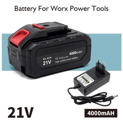 For Worx 21V 2000/4000mah Lithium Battery Chainsaw Angle Grinder, Electric Wrench Tool, Specialized Air Cannon Machine Battery