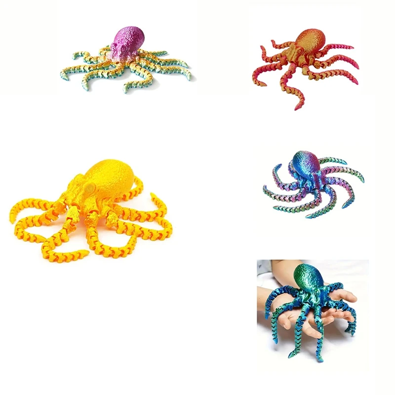 3D Printed Octopus Ornament Doll Toy Fish Tank Landscaping Accessories Movable Joint Figure Gifts For Kids