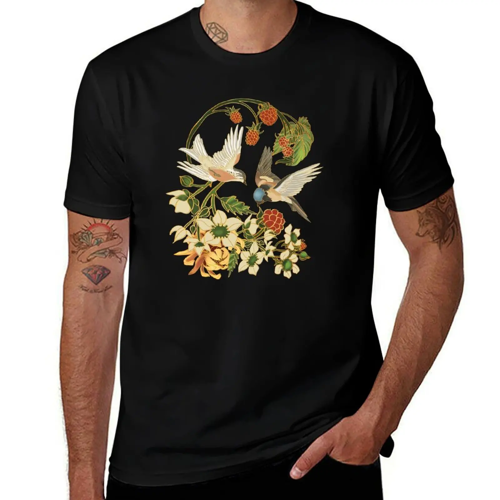 

Swallows and Raspberries T-Shirt cotton t shirts high quality man tshirt T-Shirt