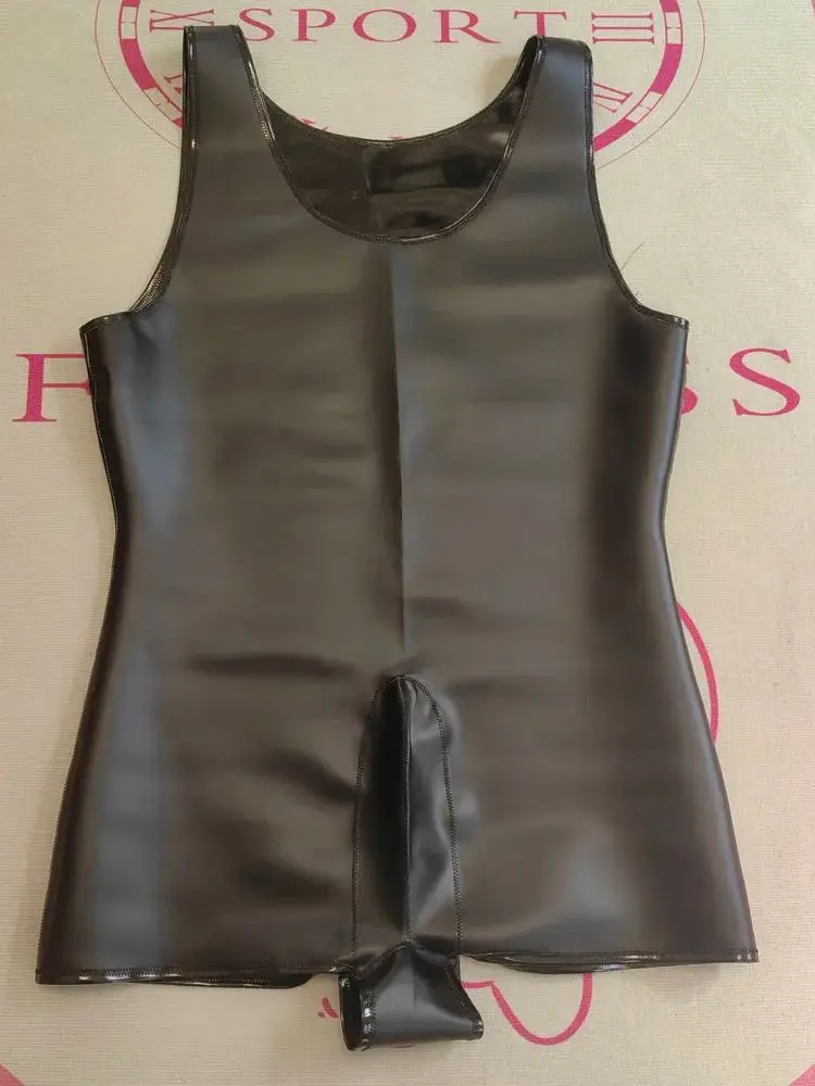 XS-3XL Shiny Matt Double Sided PU Leather Reversible Vest Catsuit Faux Latex Wet Look PVC Tank Tops Bodysuit Hot Shapers Teddies