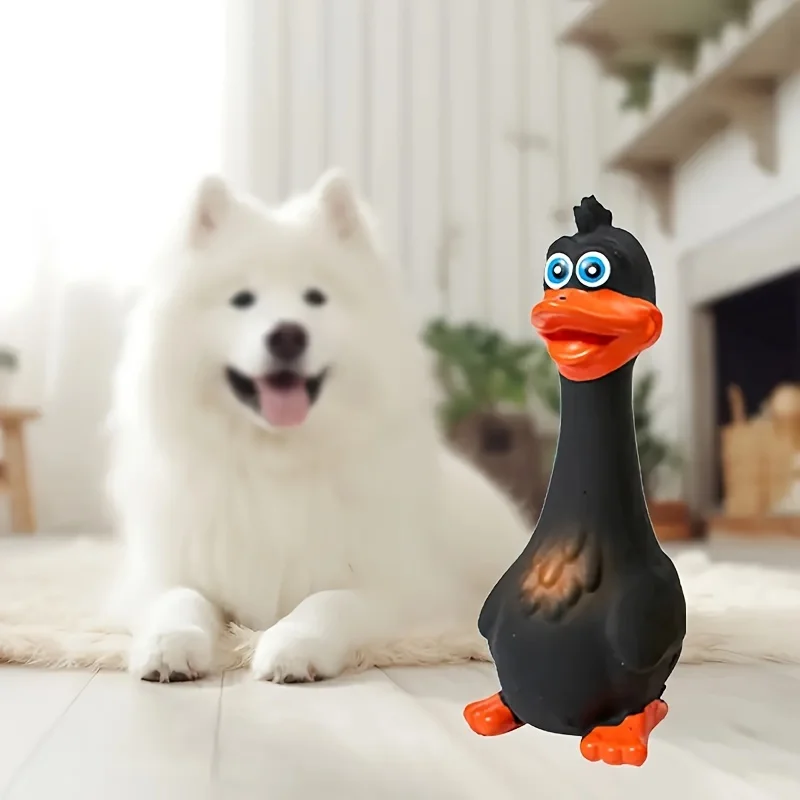 Haustier-Hunde-Sound-Spielzeug – schreiende stehende Huhn und Ente mit großer Öffnung, quietschendes Zahnungs-Hundespielzeug aus Latex – Detail 3