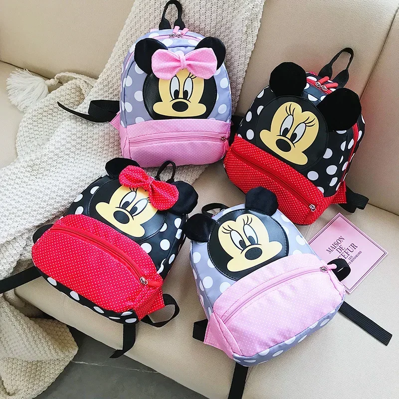 Disney śliczny plecak dla chłopców dziewcząt różowy Minnie Mickey Mouse dzieci piękny tornister tornister przedszkole prezent dla dzieci