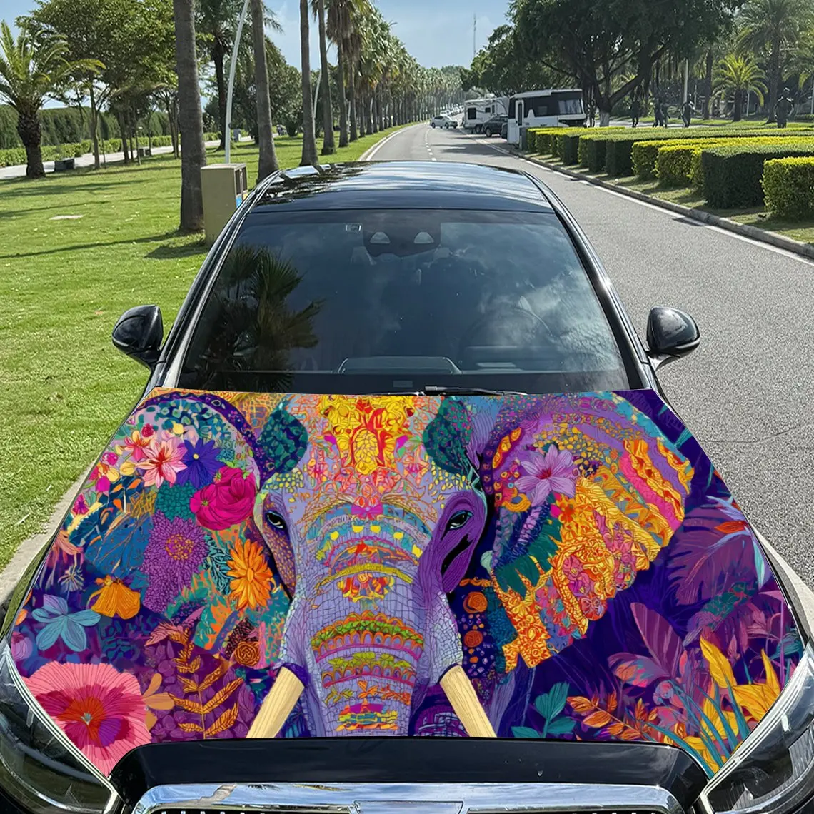 

Colorful Psychedelic Car Hood Stickers - Self-Adhesive, Waterproof and Durable Vinyl Wrap, Decorate And Protect Your Car, Fit Fo