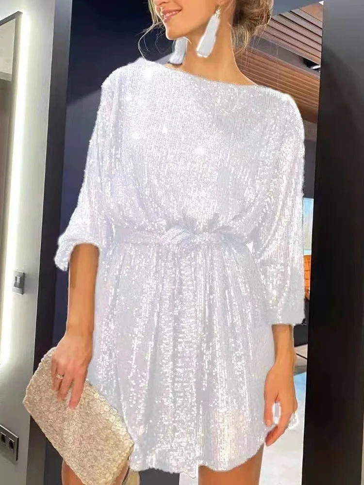 

2025Independent Station Holiday Party Shiny Sequin Dress Little Dress