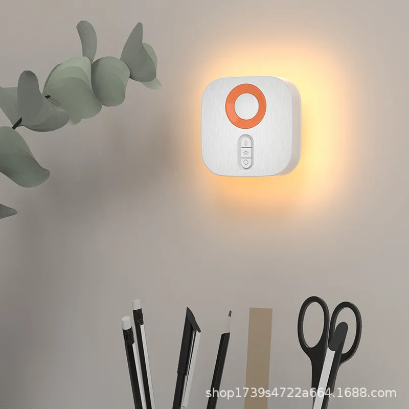 مصباح ليلي لاسلكي للحركة، مستشعر حركة بشري ذكي، ضوء ليلي LED قابل للتعتيم، هادئ للغاية لغرفة النوم، الحمام في الردهة