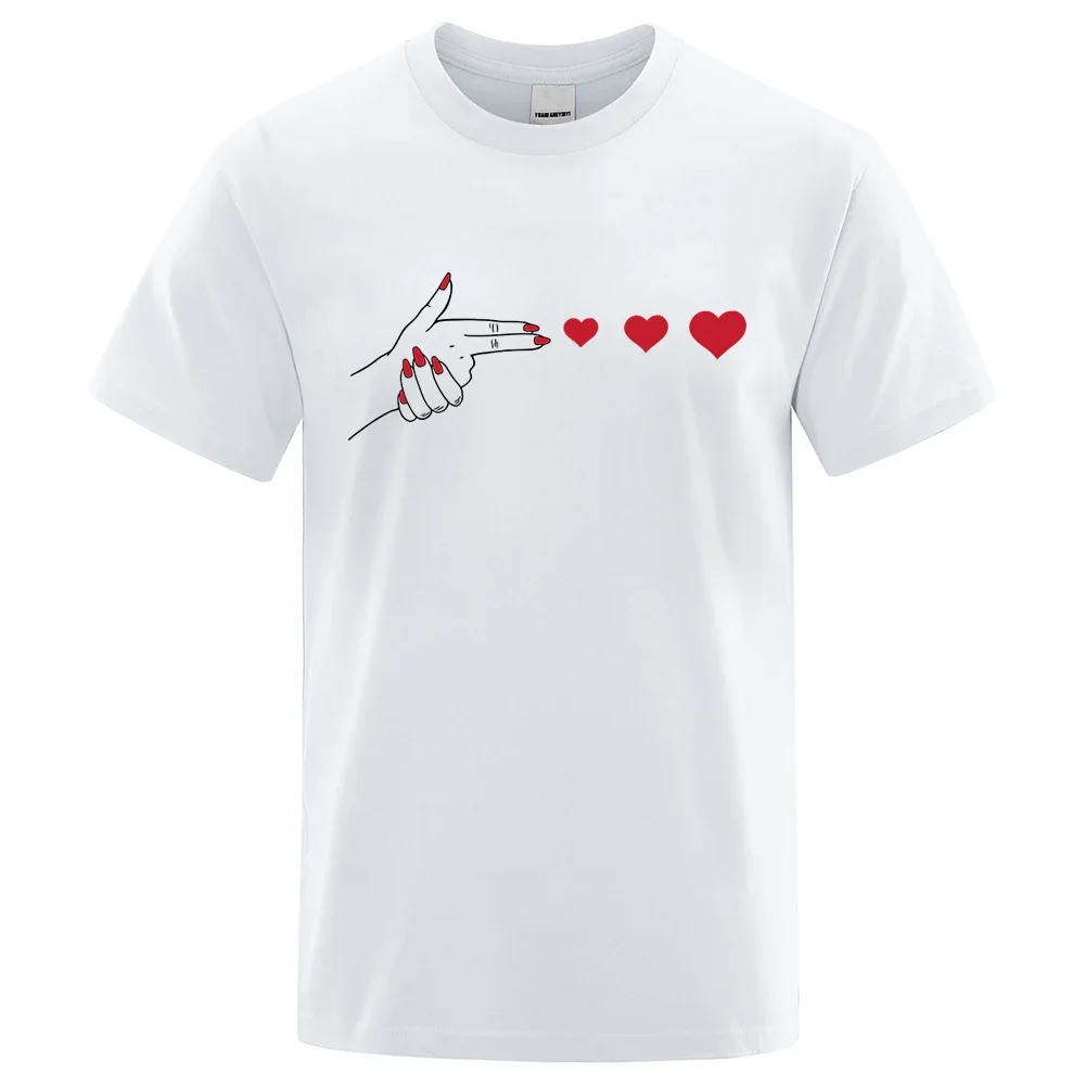 

Interesting pattern launch love printed T-shirt, summer men's fashion personality short sleeve top 100% cotton T-shirt