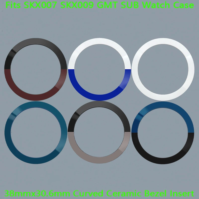 

38mmx30.6mm Curved Ceramic Bezel Fits SKX007 SKX009 GMT SUB For 40mm Men Watch Replace NH35 NH36 Movement Watch Bezel Inserts