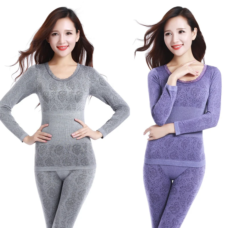 

1Set Modal Womens Seamless Thermal Underwear Ladies Warm Intimates Long Shaped Sets Female Middle Collar Thermal Shaping Clothes