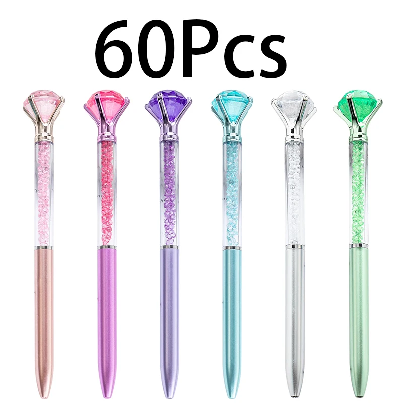 60Pcs Big Crystal Diamond Pens Bling Ballpoint Pen Rhinestones Pen for Christmas Wedding Birthday Present