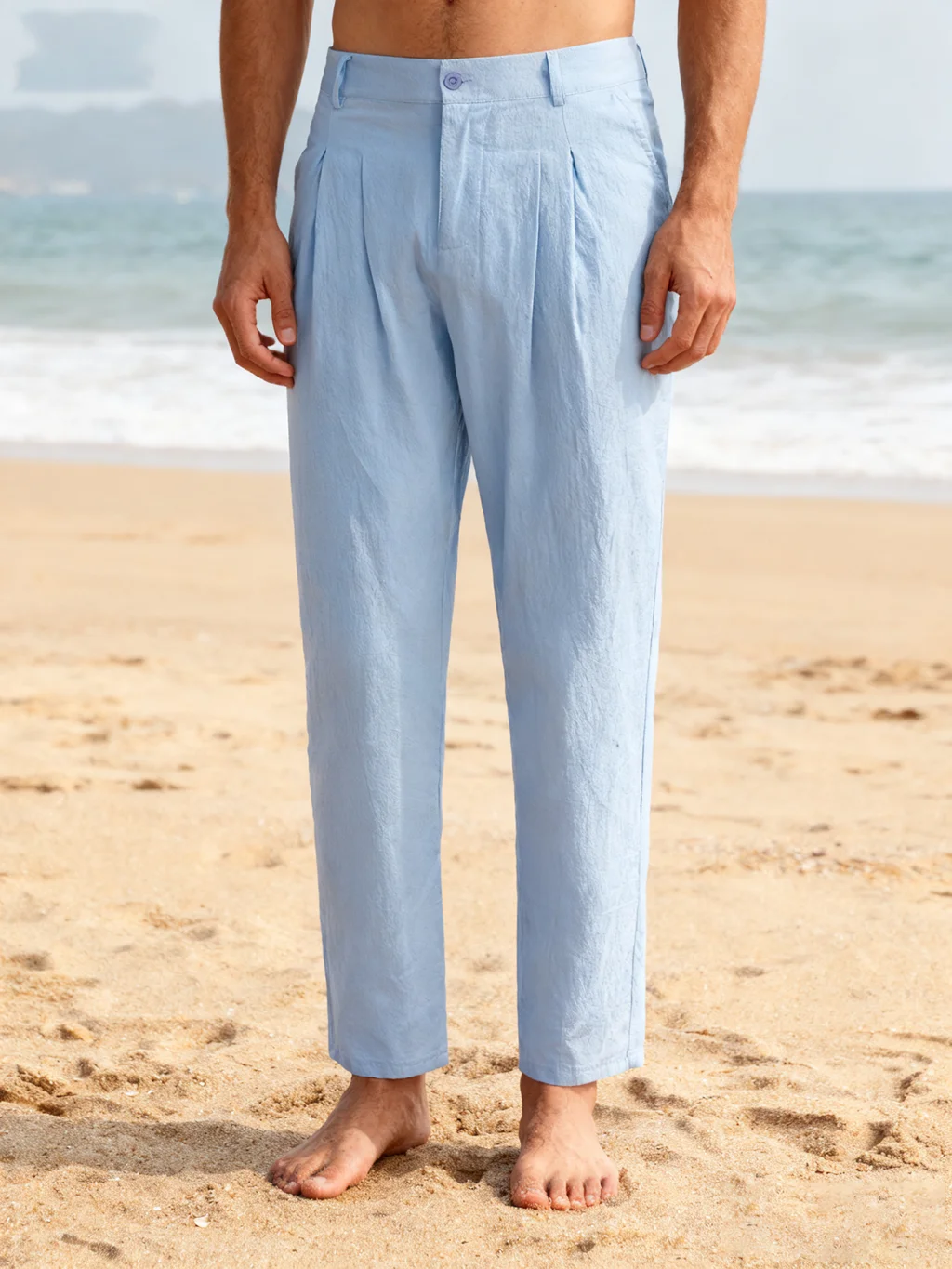 

Men's spring and autumn cotton long pants, pleated breathable trousers, plus-size cotton casual wear, men's yoga pants