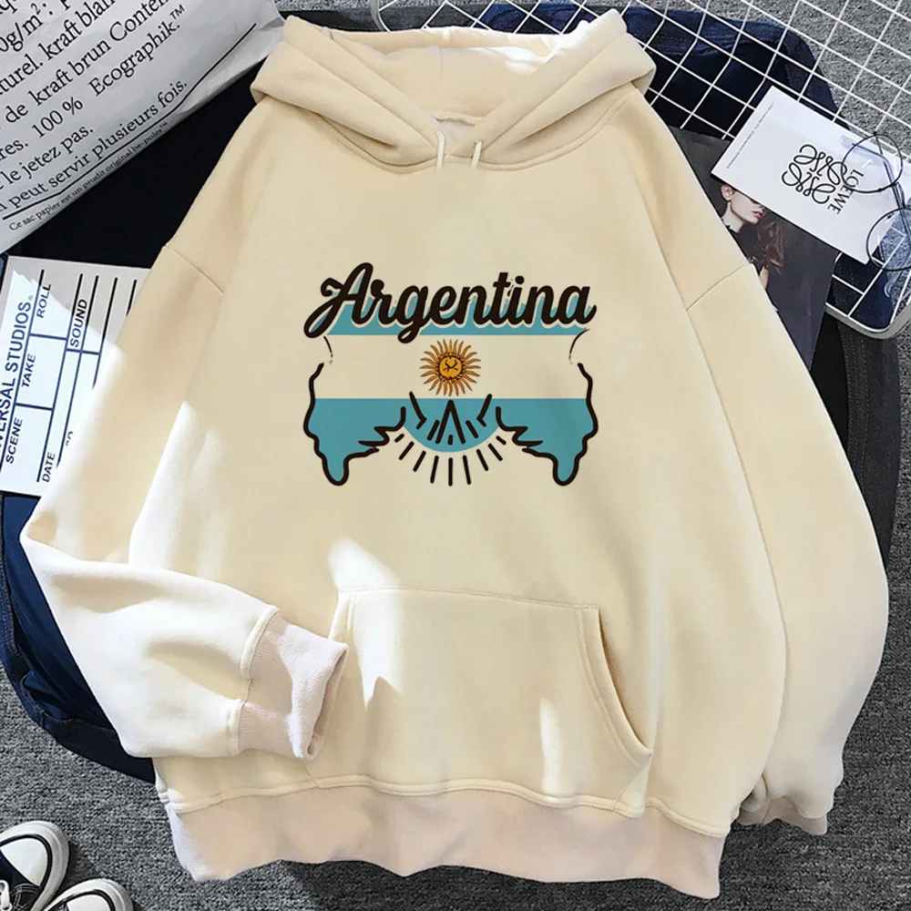 Sudadera con capucha de Argentina para mujer, ropa de calle con estampado de diseño gráfico, manga, harajuku