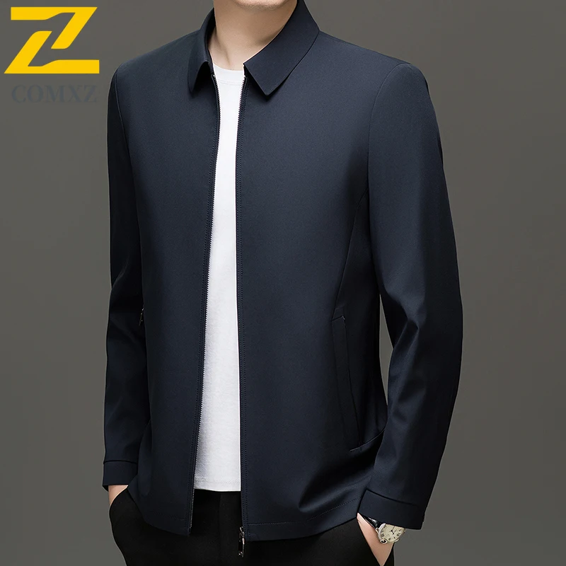 COMXZ New Jacket Men Premium Quality Lapel Business Casual Working Coat Fashion Comfort Lightweight Spring Autumn Outer Garment