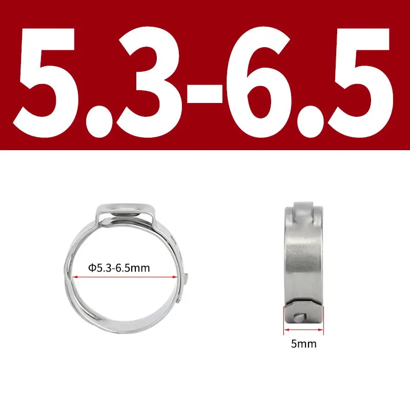 PEX Cinch Clamp Rings Single Ear Stepless 5.8-23.5mm Stainless Steel Tubing Pipe Clamps for PEX Tubing Pipe Fitting Connections