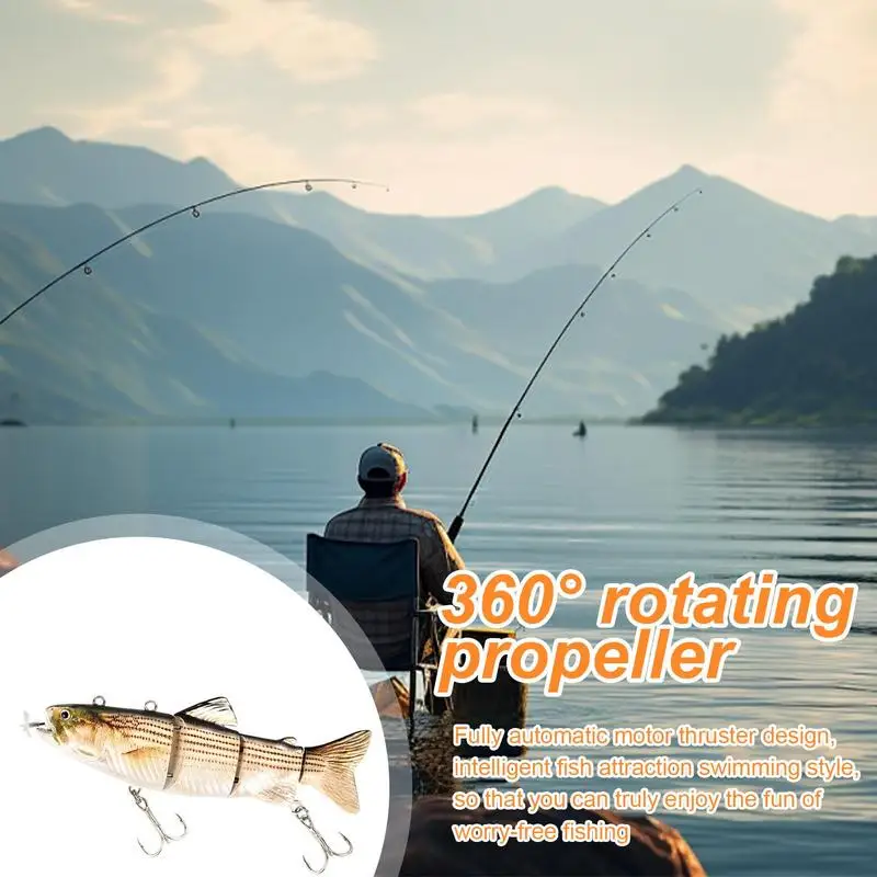 Electric Fishing Lure Realistic Robotic Swimming Fishing Bait Electric Lures 4 Segment Jointed Swimbait LED Lighted Wobbler