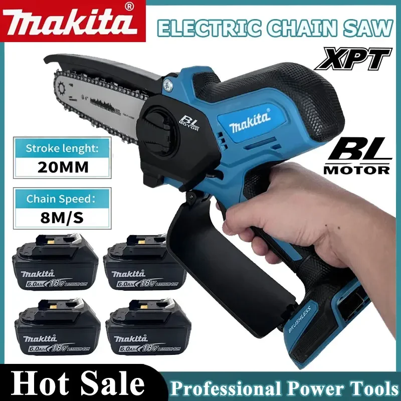 

Аккумуляторная цепная пила Makita 18В для деревообработки, компактная ручная электрическая 6-дюймовая мини-пила для распиловки древесины, портативная цепная пила-резак