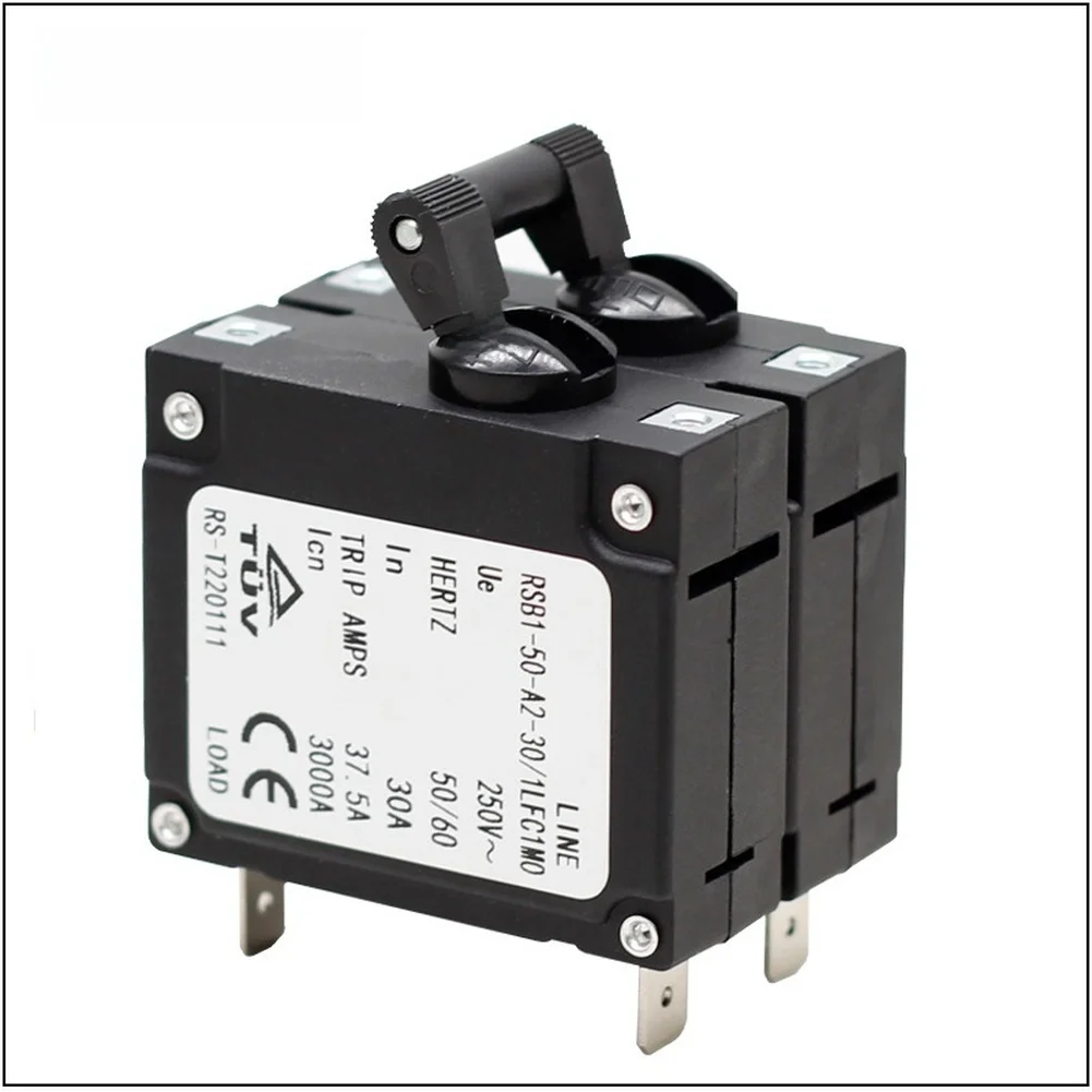 RSB1-50-2P 50A Dual Pole Circuit Breaker Hydraulic Magnetic Type for UPS Power Backup and Industrial Control Panels